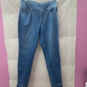 Belle by Kim Gravel Women's Sz12  Stretch Pull on 5 Pocket  Blue Jeans